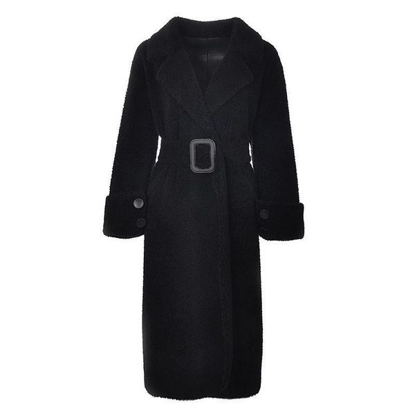 women's fur & faux autumn winter lambswool coats quality large size lady outerwear with belt 100% wool loose female coat, Black
women's fur & faux autumn winter lambswool coats quality large size lady outerwear with belt 100% wool loose female coat, Black