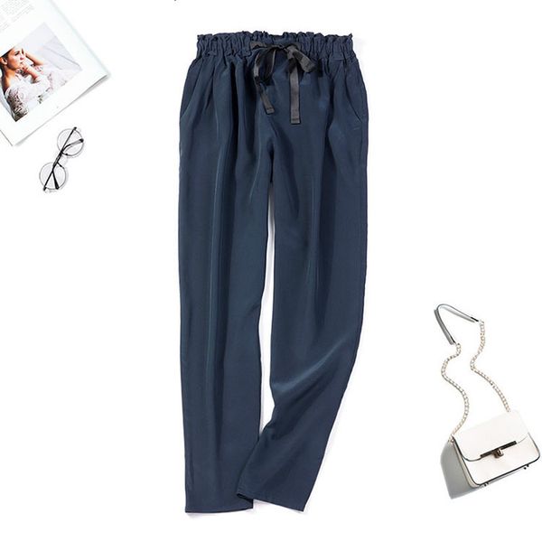 pants women's 100% pure silk belted waist long pants trousers with pockets navy color jn439, Black;white
pants women's 100% pure silk belted waist long pants trousers with pockets navy color jn439, Black;white