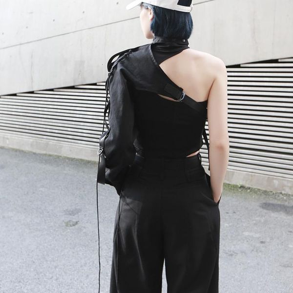 new spring summer lapel one-sided long-sleeved accessories irregular personality shirt women blouse fashion, White
new spring summer lapel one-sided long-sleeved accessories irregular personality shirt women blouse fashion, White