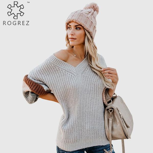 women's sweaters rogrez fashion office casual deep v neck women autumn winter outdoor pullover loose sweater plus size, White;black
women's sweaters rogrez fashion office casual deep v neck women autumn winter outdoor pullover loose sweater plus size, White;black