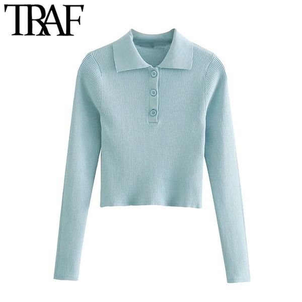 women fashion cropped knitted fitted sweater vintage lapel collar long sleeve female pullovers chic 210507, White;black
women fashion cropped knitted fitted sweater vintage lapel collar long sleeve female pullovers chic 210507, White;black
