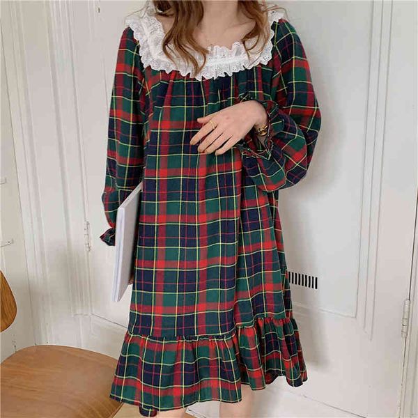 sleepwear plaid cotton night gentle chic women soft sweet sleepwear warm cute winter loose pajamas home clothes, Black;red
sleepwear plaid cotton night gentle chic women soft sweet sleepwear warm cute winter loose pajamas home clothes, Black;red