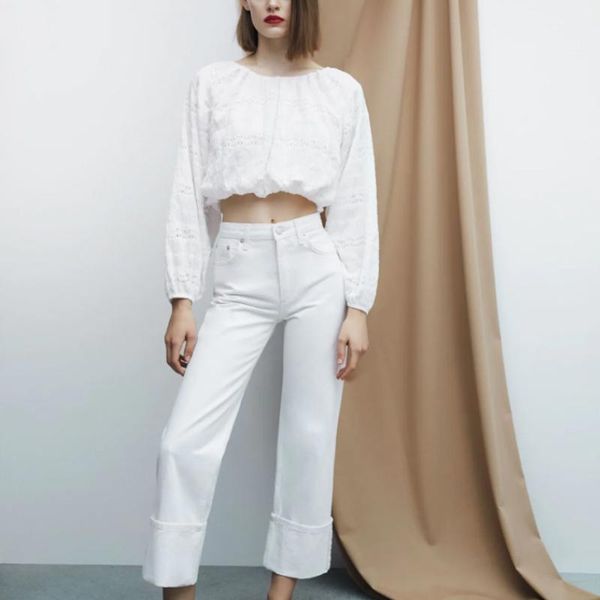 women's blouses & shirts spring and summer casual solid color round neck long-sleeved hollow design loose short shirt, White
women's blouses & shirts spring and summer casual solid color round neck long-sleeved hollow design loose short shirt, White
