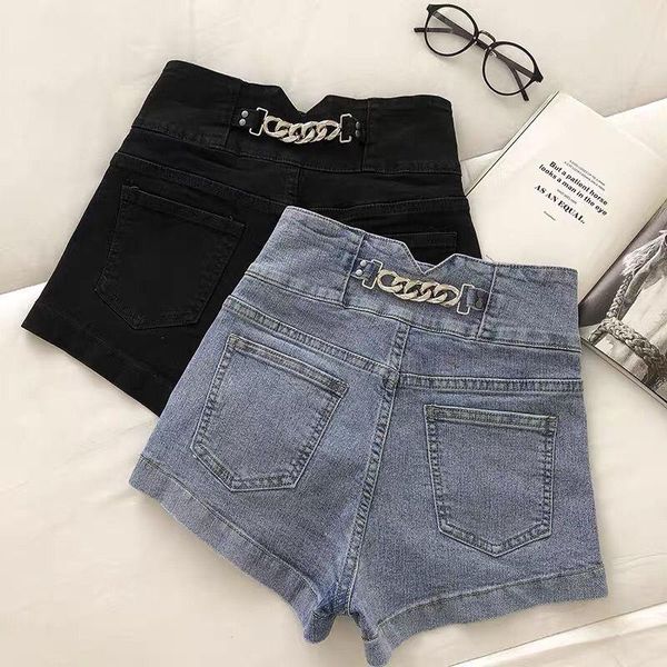 women spring summer elegant button shorts lady chain high waist wide leg female casual slim a-line denim h725 women's jeans, Blue
women spring summer elegant button shorts lady chain high waist wide leg female casual slim a-line denim h725 women's jeans, Blue