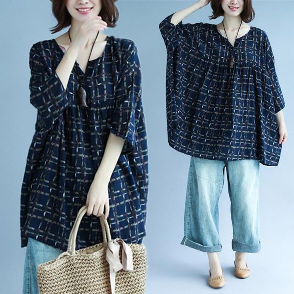 women's blouses & shirts big size 5xl summer women elegant vintage plaid print ladies female plus large loose cotton linen blouse shir, White
women's blouses & shirts big size 5xl summer women elegant vintage plaid print ladies female plus large loose cotton linen blouse shir, White