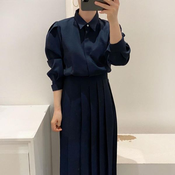 casual dresses autumn and winter dress women 2021 temperament lapel long sleeves slimming pleated gx1265, Black;gray
casual dresses autumn and winter dress women 2021 temperament lapel long sleeves slimming pleated gx1265, Black;gray