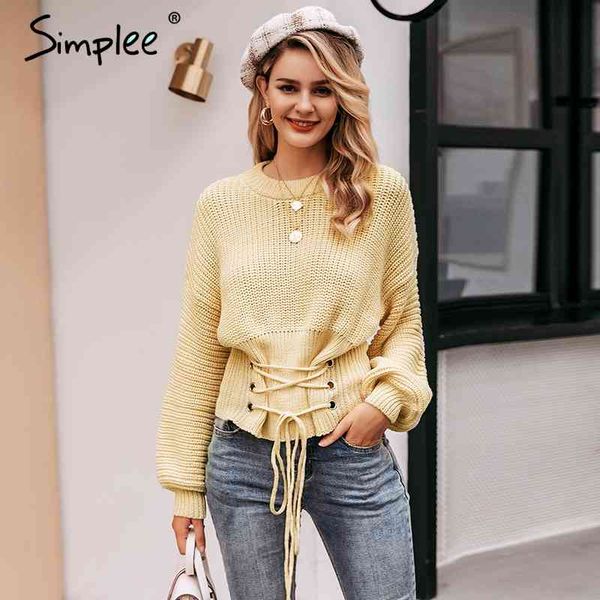 elegant front lace up women pullover autumn winter long sleeve female casual streetwear ladies sweater 210414, White;black
elegant front lace up women pullover autumn winter long sleeve female casual streetwear ladies sweater 210414, White;black