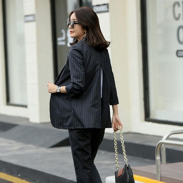 women's suits & blazers 2021 women 2 two piece sets striped slit back jacket blazer high waist ankle-length pant office lady notched ou, White;black
women's suits & blazers 2021 women 2 two piece sets striped slit back jacket blazer high waist ankle-length pant office lady notched ou, White;black