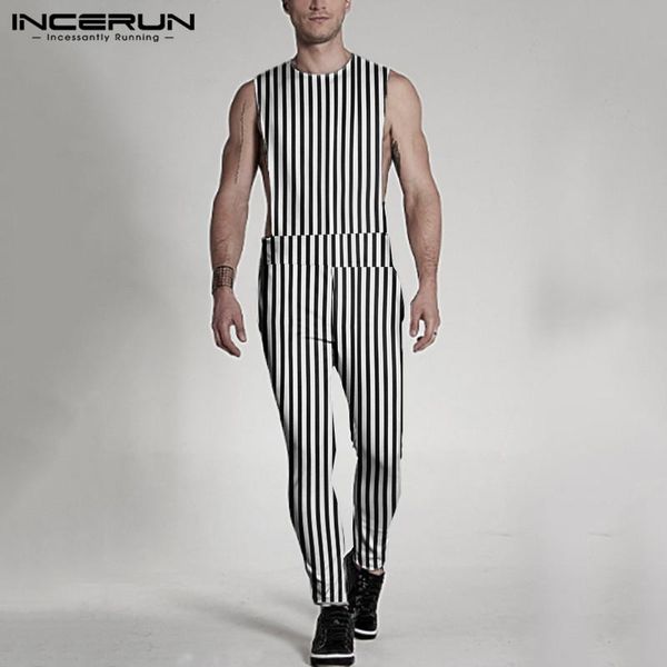 men striped rompers fashion sleeveless round neck jumpsuits fitness zipper male overalls leisure pockets suspenders 5xl men's pants, Black
men striped rompers fashion sleeveless round neck jumpsuits fitness zipper male overalls leisure pockets suspenders 5xl men's pants, Black