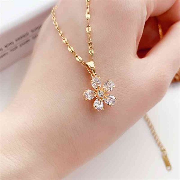 hpxmas 2021 necklace for women flower shape chain pendant fashion jewelry stainls steel zircon chain necklac gift, Silver
hpxmas 2021 necklace for women flower shape chain pendant fashion jewelry stainls steel zircon chain necklac gift, Silver