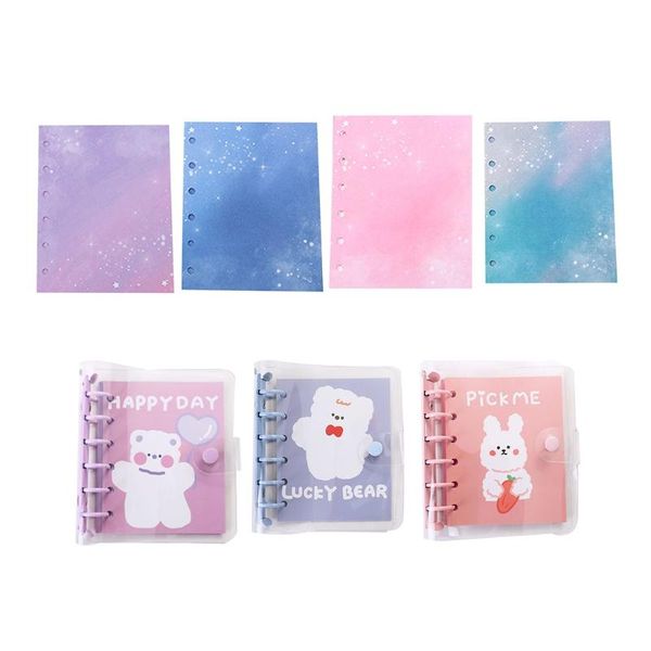 notepads j6pa a7 clear pvc binder button lock 6-ring refill paper starry night sky theme design xmas gift for kid girl student, Purple;pink
notepads j6pa a7 clear pvc binder button lock 6-ring refill paper starry night sky theme design xmas gift for kid girl student, Purple;pink
