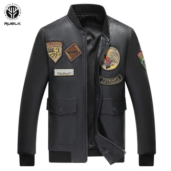 ruelk autumn and winter leather jacket male baseball collar thin embroidery flight suit pu leather jacket men clothing 211118, Black
ruelk autumn and winter leather jacket male baseball collar thin embroidery flight suit pu leather jacket men clothing 211118, Black