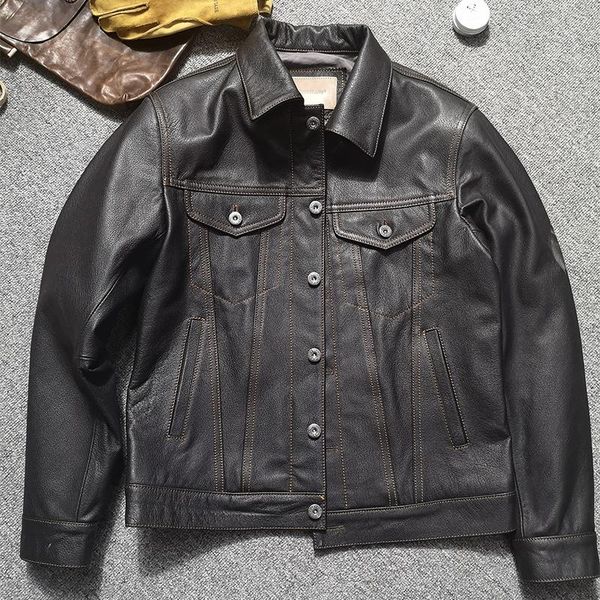 men's leather & faux pure natural 100% sheepskin jacket casual slim fashion short motorcycle spring and autumn, Black
men's leather & faux pure natural 100% sheepskin jacket casual slim fashion short motorcycle spring and autumn, Black
