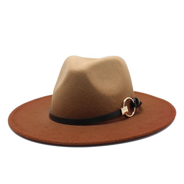 berets wool jazz fedora hats casual men women leather suede belt felt hat 2-color gradient panama trilby formal party cap 763h, Blue;gray
berets wool jazz fedora hats casual men women leather suede belt felt hat 2-color gradient panama trilby formal party cap 763h, Blue;gray