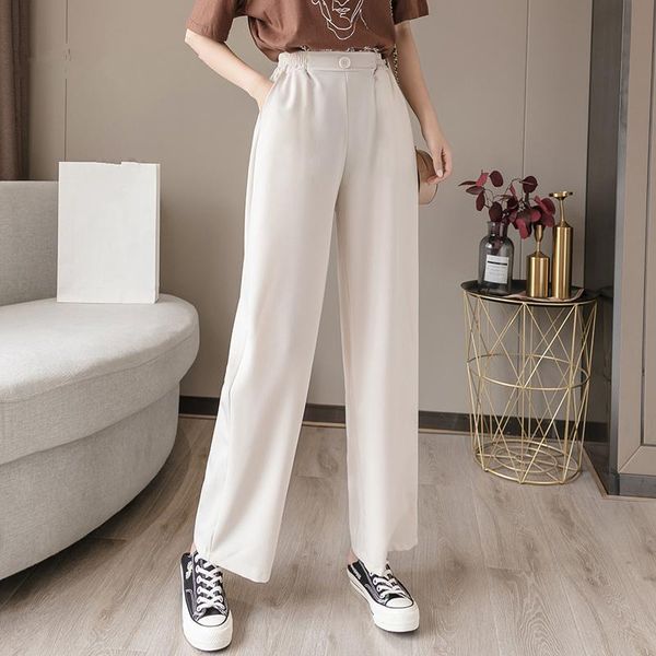 women's pants & capris 2021 spring summer wide leg high waist elegant work wear trousers female chic loose pantalon femme, Black;white
women's pants & capris 2021 spring summer wide leg high waist elegant work wear trousers female chic loose pantalon femme, Black;white