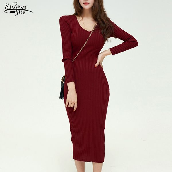 knit sweater dress women solid vintage long sleeve long dress v neck winter midi dress for women clothing robe femme 12700 210518, Black;gray
knit sweater dress women solid vintage long sleeve long dress v neck winter midi dress for women clothing robe femme 12700 210518, Black;gray