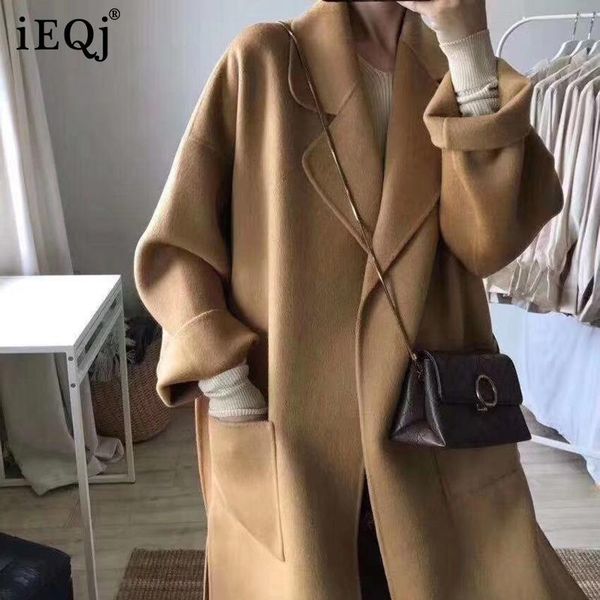 women's wool & blends ieqj arrivals 2021 autumn winter women's england style slit woolen coat for women solid color belt fashion 3t, Black
women's wool & blends ieqj arrivals 2021 autumn winter women's england style slit woolen coat for women solid color belt fashion 3t, Black