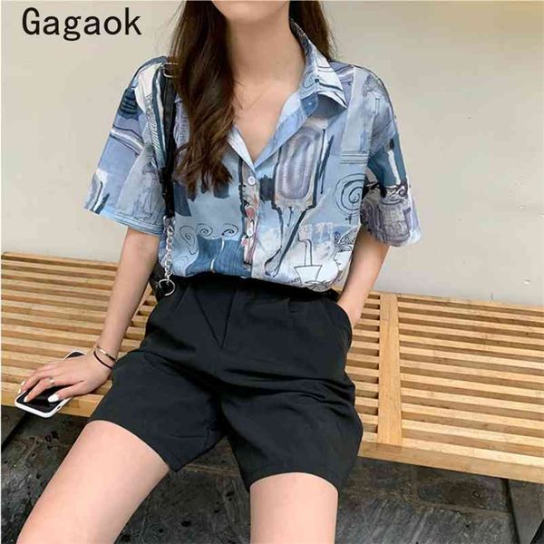 women beach style turn-down collar shirt summer print short harajuku loose casual chic wild fashion &blouse 210531, White
women beach style turn-down collar shirt summer print short harajuku loose casual chic wild fashion &blouse 210531, White