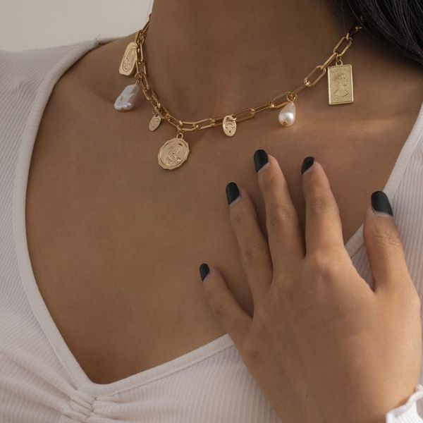 pendant necklaces vintage multi necklace punk imitation pearl baroque engraved coin tassel collar women's jewelry wholesale, Silver
pendant necklaces vintage multi necklace punk imitation pearl baroque engraved coin tassel collar women's jewelry wholesale, Silver