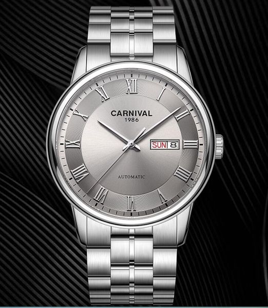 wristwatches carnival men automatic watch japan miyota movement 21jewels day date mechanical business dress luxury gift, Slivery;brown
wristwatches carnival men automatic watch japan miyota movement 21jewels day date mechanical business dress luxury gift, Slivery;brown