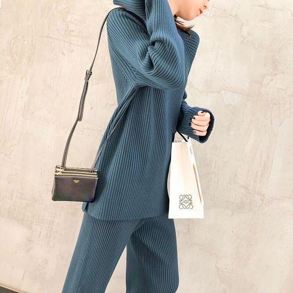 western style knitted fashion suit women autumn winter korean sweater wide leg pants casual two piece set clothes women's, White
western style knitted fashion suit women autumn winter korean sweater wide leg pants casual two piece set clothes women's, White