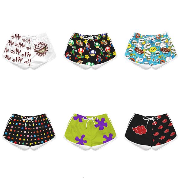 women's shorts dialog box digital printing summer casual holiday beach drawstring pants new products, White;black
women's shorts dialog box digital printing summer casual holiday beach drawstring pants new products, White;black