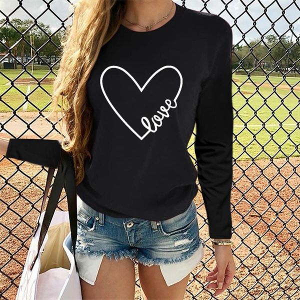 women's t-shirt long sleeve women basic loose casual clothes woman heart love pattern round neck black, White
women's t-shirt long sleeve women basic loose casual clothes woman heart love pattern round neck black, White