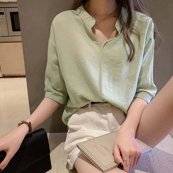 women's blouses & shirts chiffon loose plus size casual blouse fashion five-point sleeve solid color v-neck shirt summer houthion, White
women's blouses & shirts chiffon loose plus size casual blouse fashion five-point sleeve solid color v-neck shirt summer houthion, White