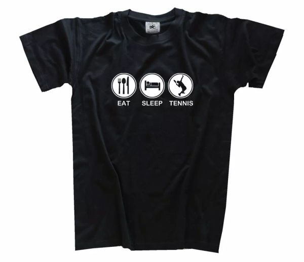 eat sleep tennis t-shirt s-xxxl new, White;black