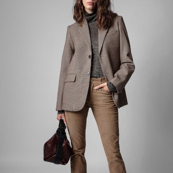 women's suits & blazers 2021 autumn and winter fashion wool ladies blazer, White;black
women's suits & blazers 2021 autumn and winter fashion wool ladies blazer, White;black