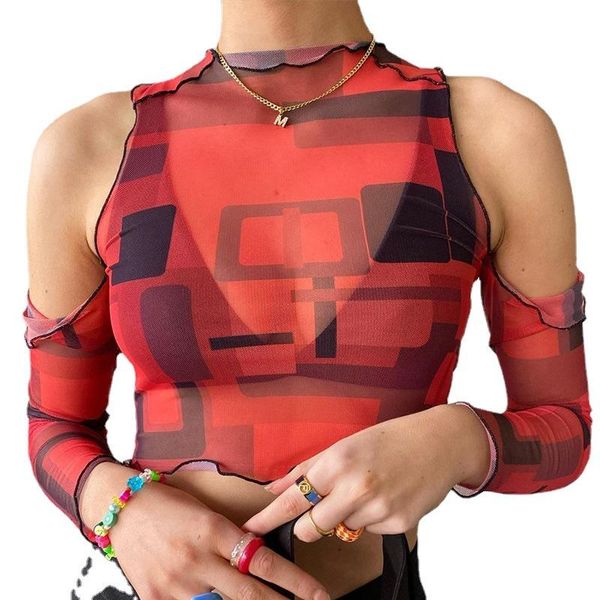 women's t-shirt 2021 summer women long sleeve all-match t shirt crop bodycon off shoulder see through sheer print mesh club streetw, White
women's t-shirt 2021 summer women long sleeve all-match t shirt crop bodycon off shoulder see through sheer print mesh club streetw, White