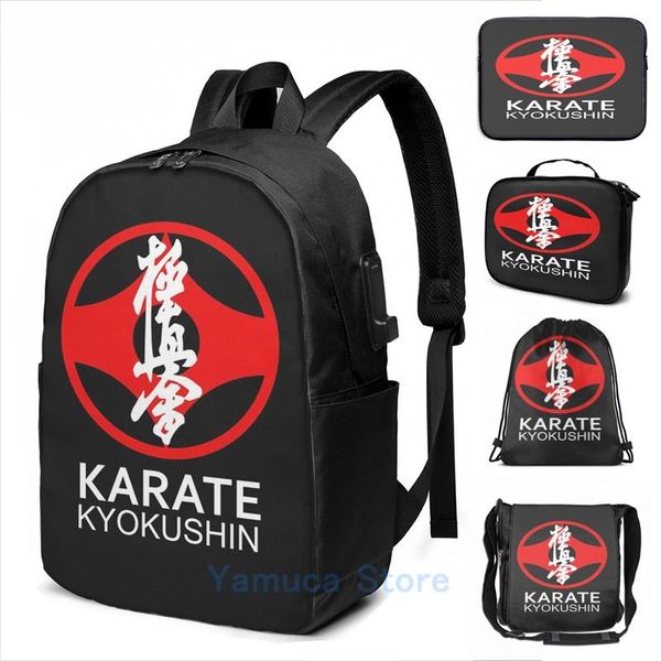 backpack funny graphic print kyokushin karate symbol and kanji white text usb charge men school bags women bag travel laptop
backpack funny graphic print kyokushin karate symbol and kanji white text usb charge men school bags women bag travel laptop