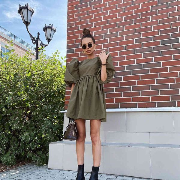 dresses women casual green color mini solid o-neck lantern sleeve evening elegant ladies 2021 summer fashion cotton dress, Black;gray
dresses women casual green color mini solid o-neck lantern sleeve evening elegant ladies 2021 summer fashion cotton dress, Black;gray