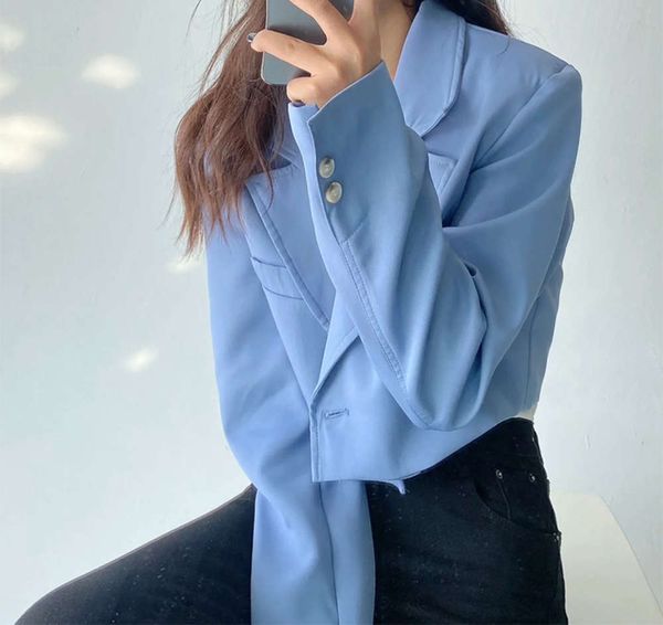 style women's autumn short lapel blazer slim fit blue pocket decorative coat top, Black;brown
style women's autumn short lapel blazer slim fit blue pocket decorative coat top, Black;brown