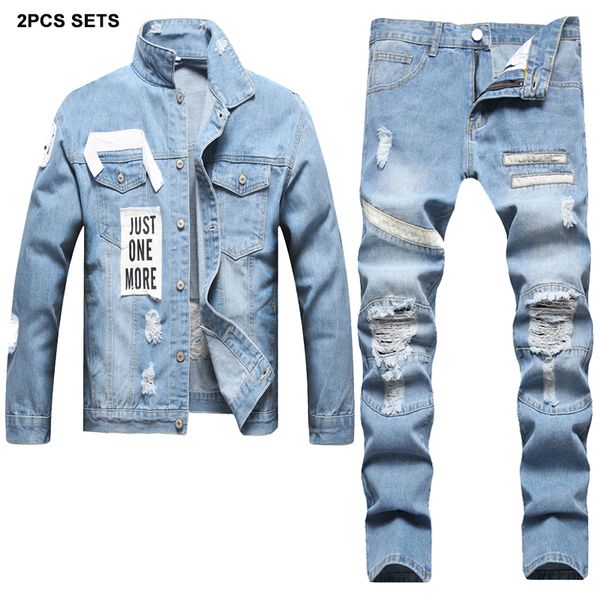 spring autumn tracksuits ripped stitching men's sets 2022 light blue jacket and jeans 2 piece set casual patch conjuntos de hombres, Gray
spring autumn tracksuits ripped stitching men's sets 2022 light blue jacket and jeans 2 piece set casual patch conjuntos de hombres, Gray