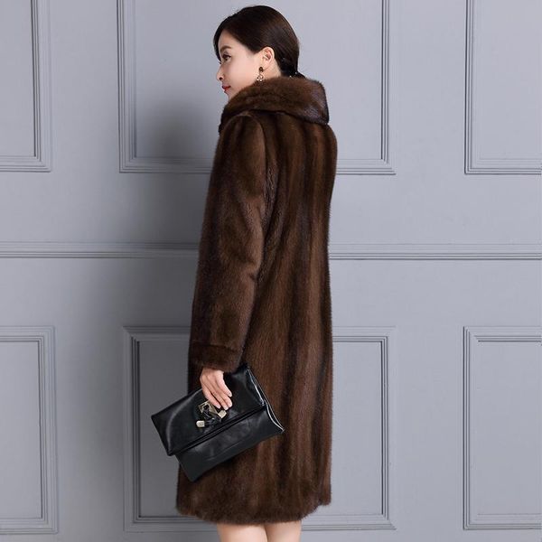 women's fur & faux natural real mink long jacket female winter outwear, Black
women's fur & faux natural real mink long jacket female winter outwear, Black