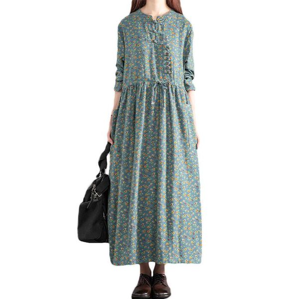 spring autumn cotton linen dress women's loose large size drawstring long-sleeved floral ethnic 15a casual dresses, Black;gray
spring autumn cotton linen dress women's loose large size drawstring long-sleeved floral ethnic 15a casual dresses, Black;gray