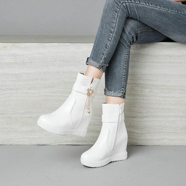 boots fashionable metal fringed women wedge heel short for autumn winter warmth inner heightening side zipper shoes, Black
boots fashionable metal fringed women wedge heel short for autumn winter warmth inner heightening side zipper shoes, Black