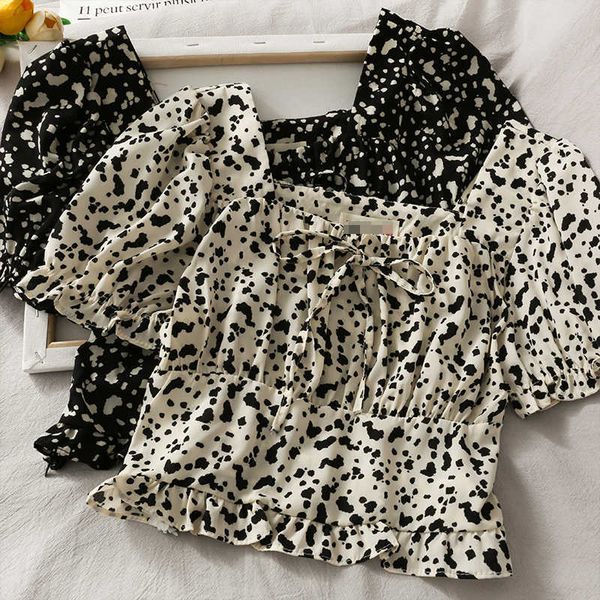 bow tie pleated short-sleeved t-shirt women summer square collar exposed clavicle wooden ears small shirt 210709, White
bow tie pleated short-sleeved t-shirt women summer square collar exposed clavicle wooden ears small shirt 210709, White