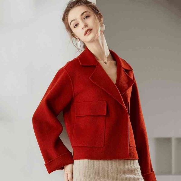 women's wool & blends european and american autumn winter double face tweed short coat version loose woolen, Black
women's wool & blends european and american autumn winter double face tweed short coat version loose woolen, Black