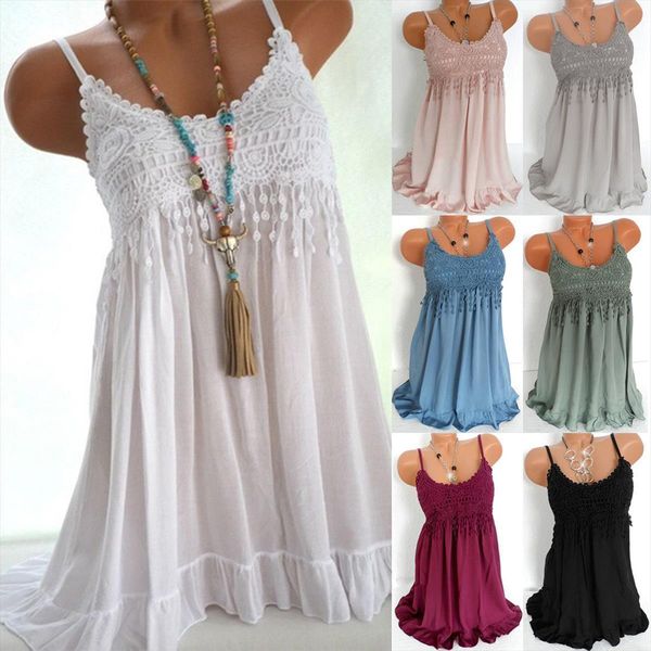 sleeveless lace patchwork sling solid women dress hollow out simple loose casual blouse, Black;gray
sleeveless lace patchwork sling solid women dress hollow out simple loose casual blouse, Black;gray