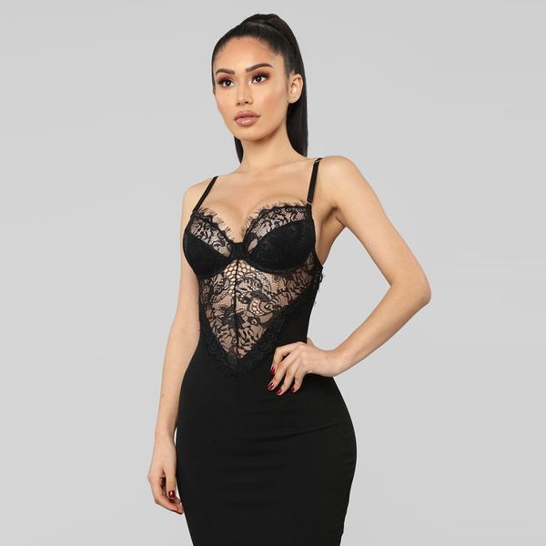 set 2021 women's lace nightdress deep suspender skirt 5305, Black;white