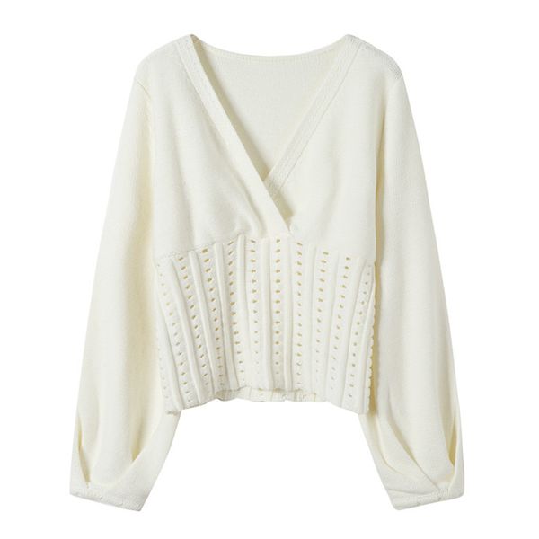 women white sweater knitted v neck pullovers hollow out lantern long sleeve loose autumn winter m0183 210514, White;black
women white sweater knitted v neck pullovers hollow out lantern long sleeve loose autumn winter m0183 210514, White;black