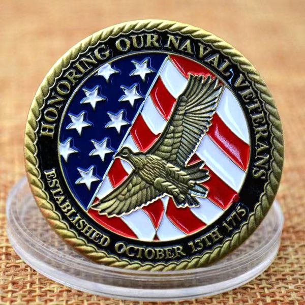 50pcs non magnetic military craft badge honoring our naval veterans bstablished october 13th 1775 bronze plated challenge coin
50pcs non magnetic military craft badge honoring our naval veterans bstablished october 13th 1775 bronze plated challenge coin