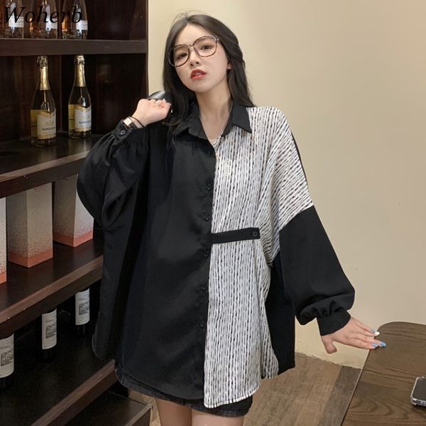 striped loose blouse women spring contrast color patchwork oversized single breasted long sleeve korean shirts 210422, White
striped loose blouse women spring contrast color patchwork oversized single breasted long sleeve korean shirts 210422, White