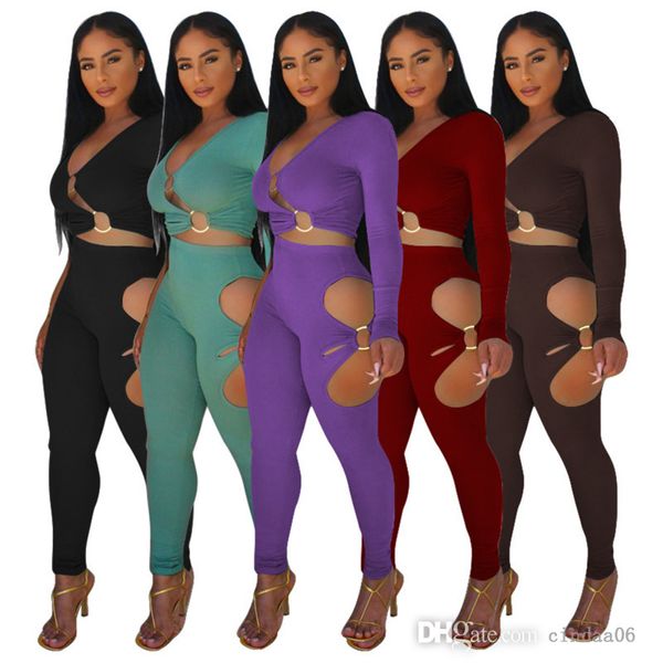 women rib knit tracksuits hollow out two piece pants set solid color v-neck crop shirt and leggings suit, Gray
women rib knit tracksuits hollow out two piece pants set solid color v-neck crop shirt and leggings suit, Gray