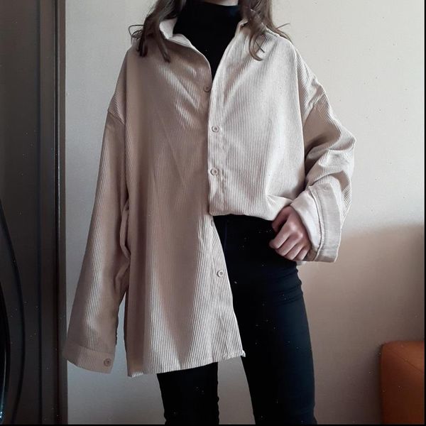 bf style texture corduroy chic womens shirts retro soft sweet loose warm solid women oversize all match 3 colors, White
bf style texture corduroy chic womens shirts retro soft sweet loose warm solid women oversize all match 3 colors, White