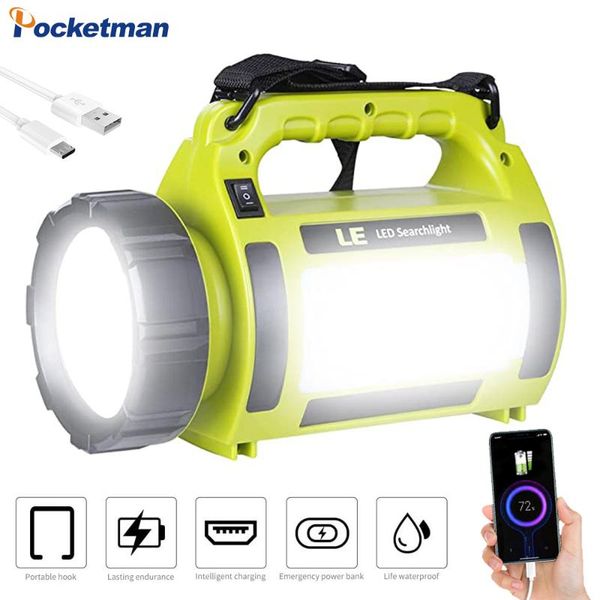 portable lanterns led searchlight rechargeable camping light 5 mode lanterna 3600mah power bank hand lamp with shoulder strap
portable lanterns led searchlight rechargeable camping light 5 mode lanterna 3600mah power bank hand lamp with shoulder strap
