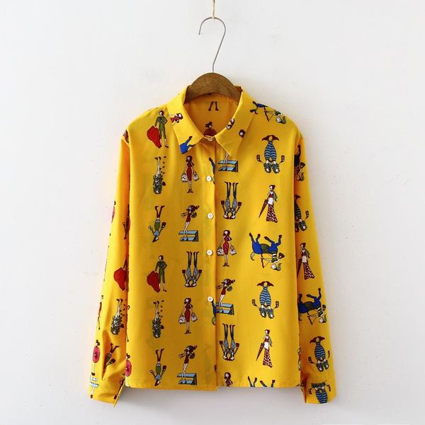 women's blouses & shirts pretty cute cartoon beauty print chiffon yellow blouse turn-down collar button up casual loose white shirt blu
women's blouses & shirts pretty cute cartoon beauty print chiffon yellow blouse turn-down collar button up casual loose white shirt blu