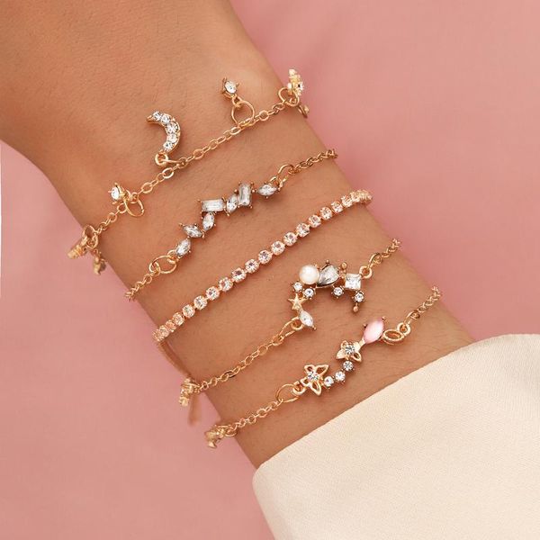 gold color sweet rhinestone butterflies stars moons charm bracelets for women set fashion jewelry hand chain female bracelet, Golden;silver
gold color sweet rhinestone butterflies stars moons charm bracelets for women set fashion jewelry hand chain female bracelet, Golden;silver